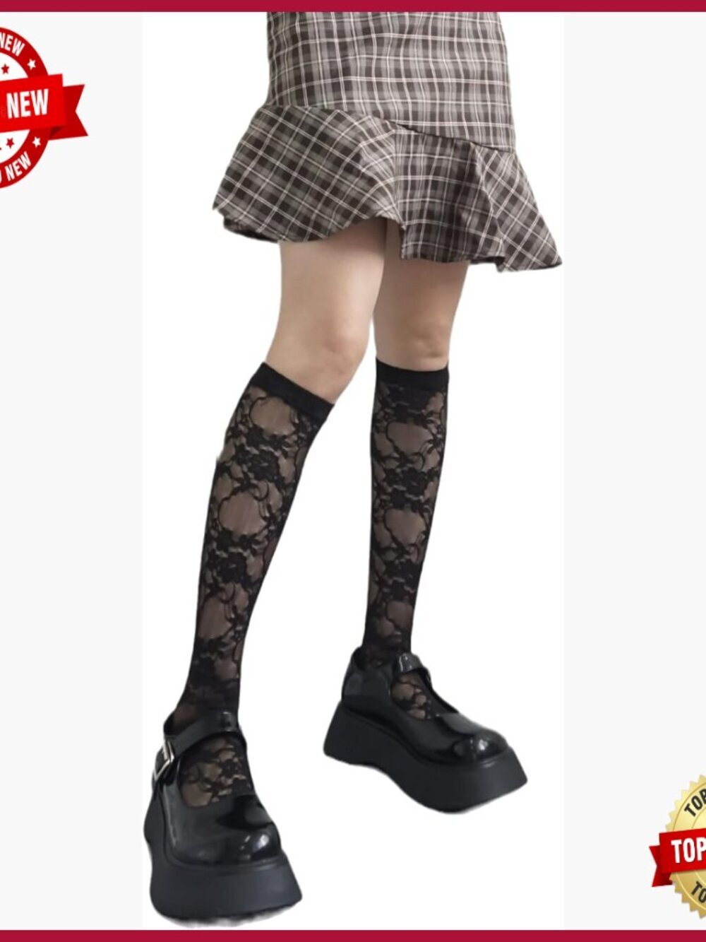 Knee-High Knit Leg Warmers - High Socks, Nylon Spandex, Stretchy